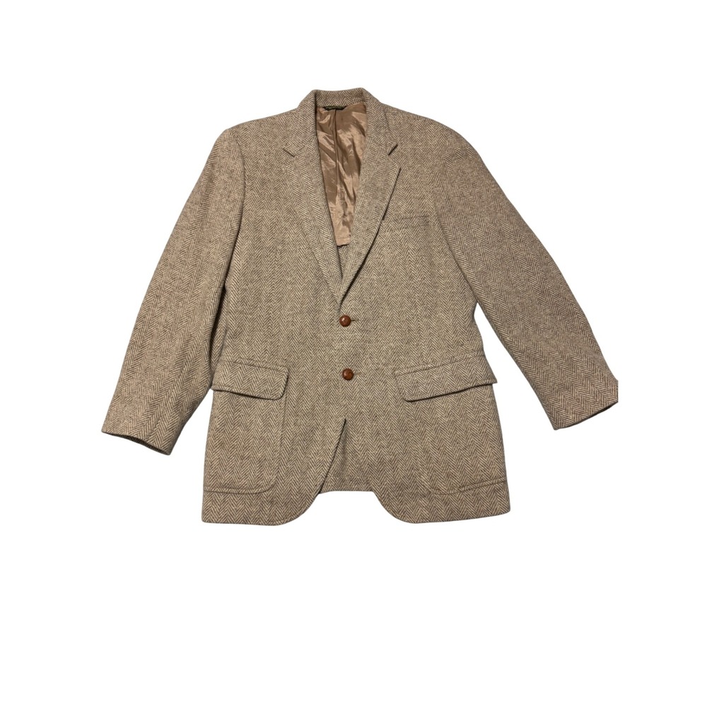 Vintage Cape Cod Blazer Herringbone Tweed 100% Pure Wool Sport Coat Brown
Men 42